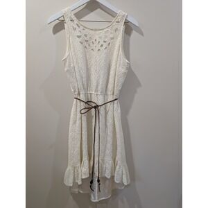 Miss Sixty M60 Cream Lace High Low Dress Sleeveless Ruffle Western Boho Size 8